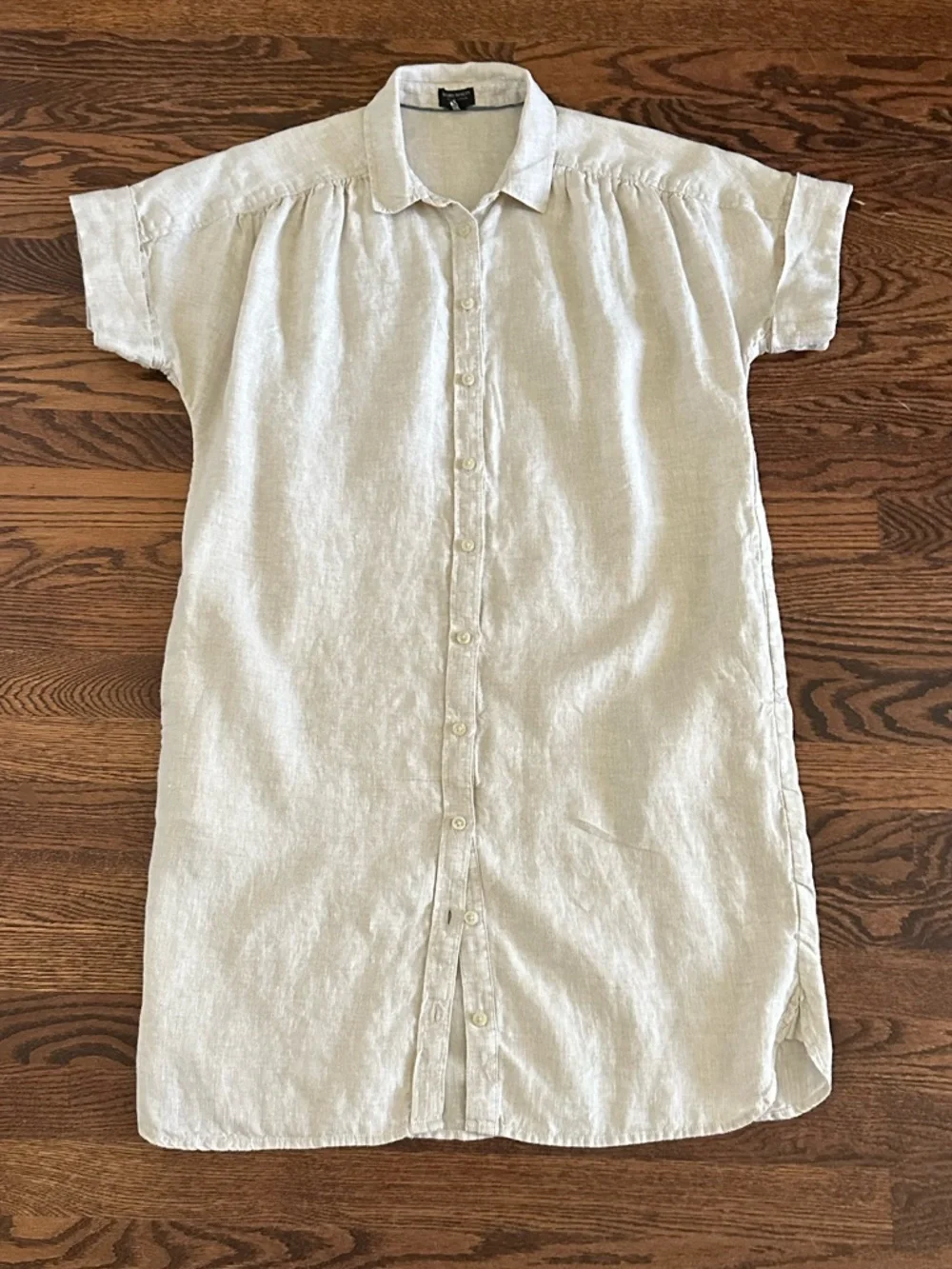 J Crew Baird McNutt Irish linen short sleeve shirtdress flax color size S